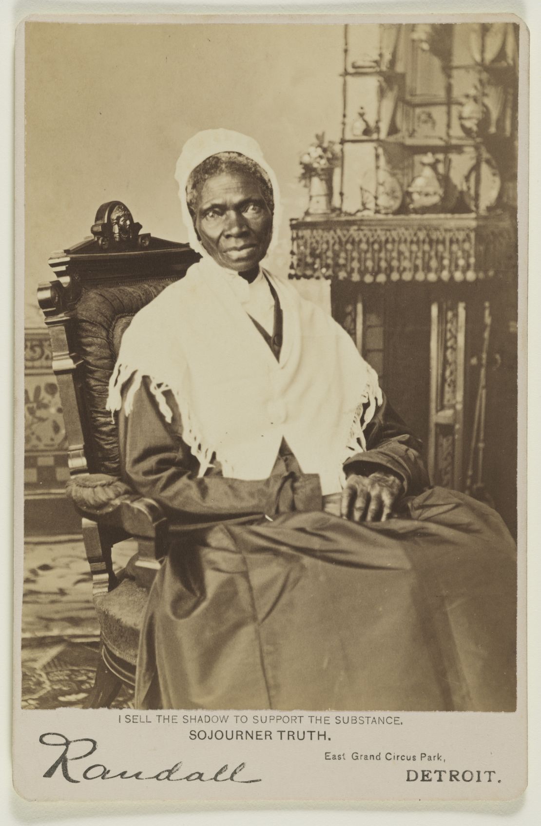 A portrait of Sojourner Truth c. 1870. Born into slavery around 1797, she was both an abolishionist and campaigner for women's rights. 