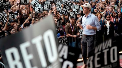 Democratic presidential candidate and former Texas congressman Beto O'Rourke speaks during his presidential campaign kickoff rally in Houston, Saturday, March 30, 2019.