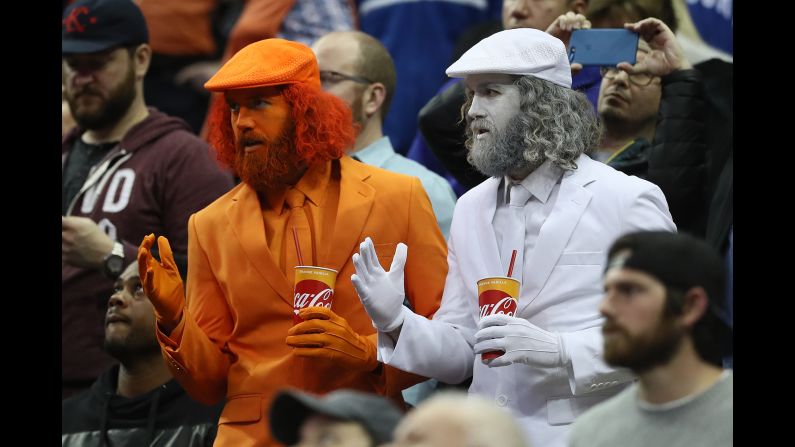 Fans look on in the stands during the 2019 NCAA Basketball Tournament Midwest Regional between the Kentucky Wildcats and the Auburn Tigers at Sprint Center in Kansas City, Missouri, on March 31.