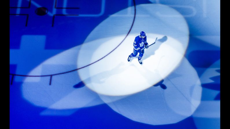 Auston Matthews of the Toronto Maple Leafs skates on the ice in Tornonto before a game against the Florida Panthers on March 25.