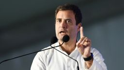 All India Congress Committee (AICC) President Rahul Gandhi addresses a public meeting for the campaign for 2018 Telangana state Assembly elections at Medchal constituency some 30 kms from Hyderabad, on November 23, 2018. - The Telangana Legislative Assembly election is scheduled to be held in Telangana state on 7 December 2018 to constitute the second Legislative Assembly.