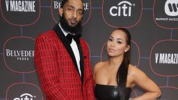 Nipsey Hussle and Lauren London attend the Warner Music Pre-Grammy Party at the NoMad Hotel on February 7, 2019 in Los Angeles, California.