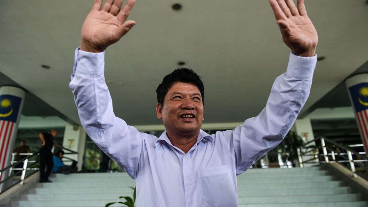 Vietnamese national Doan Thi Huong's father Doan Van Thanh reacts outside the High Court in Shah Alam on April 1, 2019 after his daughter accepted a lesser charge. (MOHD RASFAN/AFP/Getty Images)