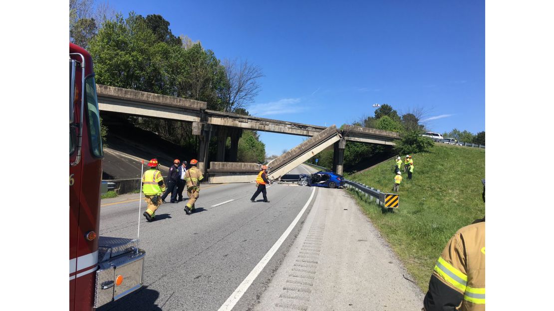 A section of concrete fell from a bridge in Chattanooga, Tennessee, on Monday, shutting down two interstate ramps.