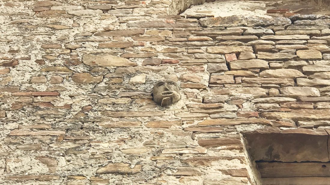 <strong>Eerie decor: </strong>Its stone walls are covered in grotesque masks and shaman symbols used to "bite away" evil spells.