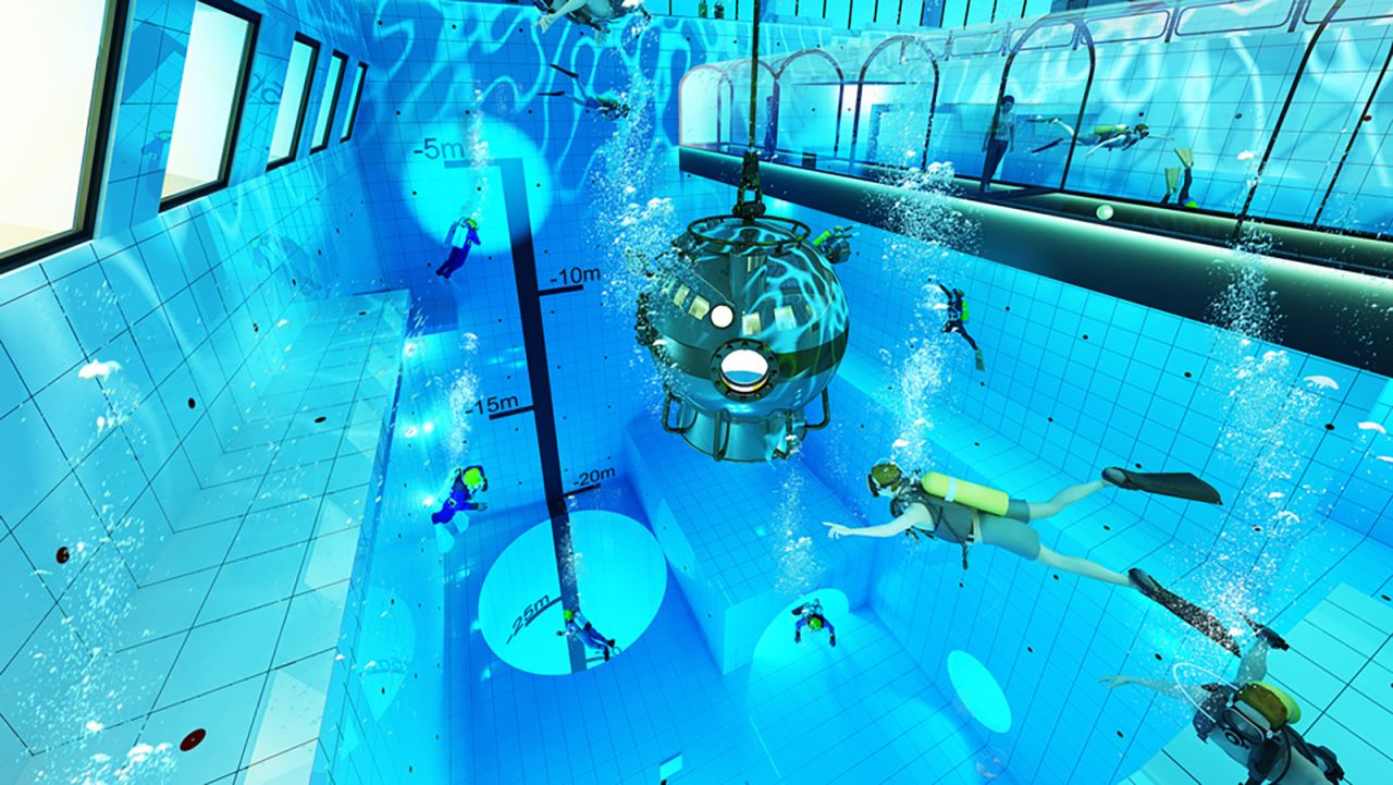 <strong>Diver's paradise: </strong>The pool is currently under construction town of Mszczonow, less than 30 miles from Warsaw. About 1,100 tons of steel are being used to reinforce its structure.