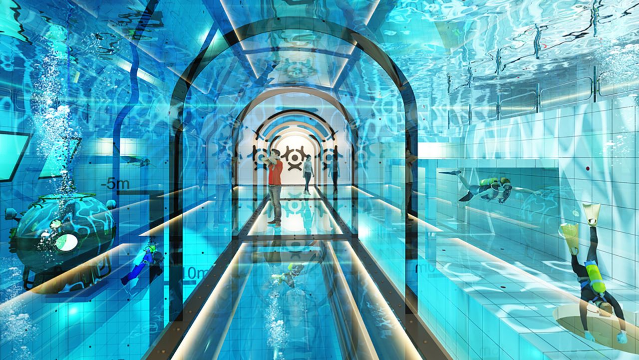 <strong>Low down:</strong> The world's deepest pool is being constructed in Poland. This graphic rendering shows how the 45 meter (148-foot) deep facility might look when completed. 