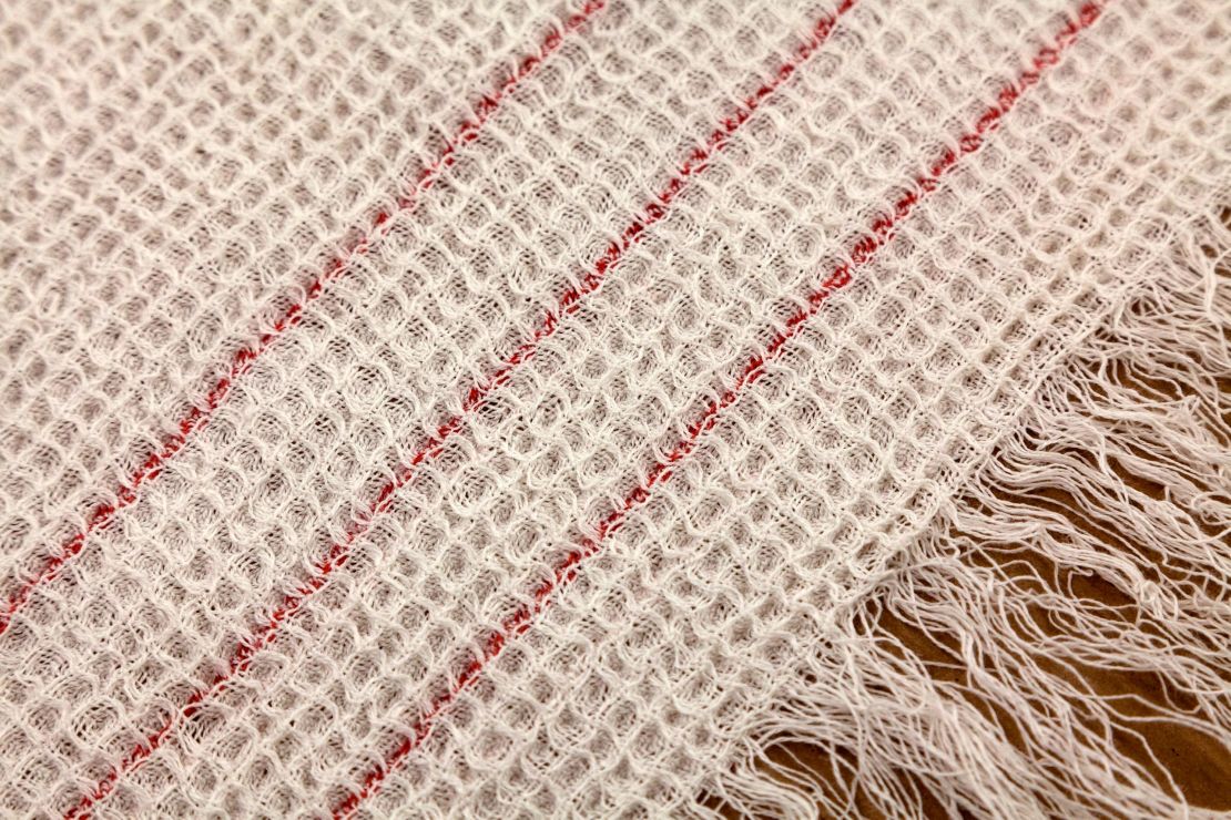 "Woven replica of the Confederate Flag of Truce (detail)," 2019 by Sonya Clark, in collaboration with The Fabric Workshop and Museum, Philadelphia.