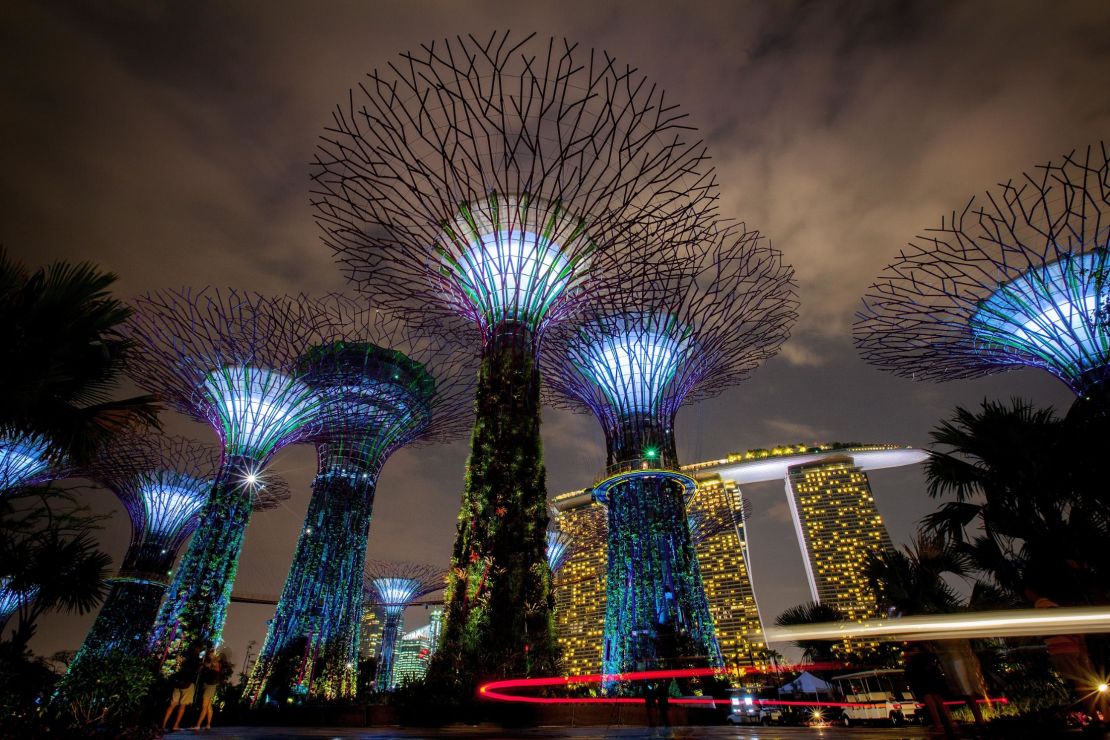 Singapore's Supertree Grove seen during a light show. The city state prides itself on its tech savviness, but this often goes hand in hand with heavy censorship. 