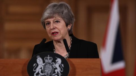 British Prime Minister Theresa May speaks in Downing Street on Tuesday.