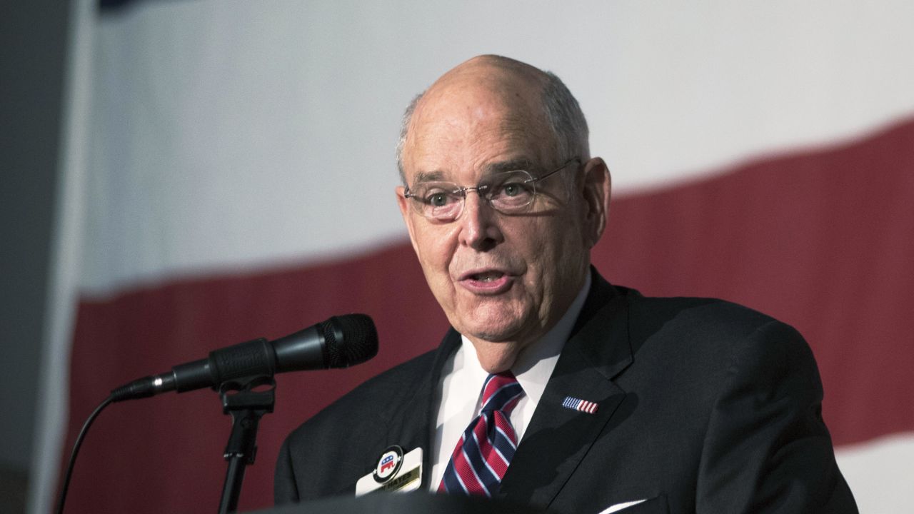 In this June 3, 2017 file photo North Carolina Republican Party Chairman Robin Hayes speaks during the North Carolina Republican Party State Convention at the Wilmington Convention Center in Wilmington, N.C. 
