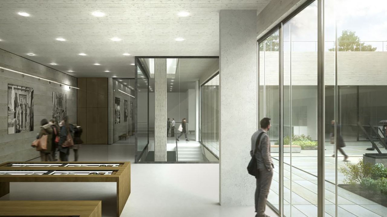 An artistic rendering of the intake and registration area of the Shoah Heritage Collections Center.