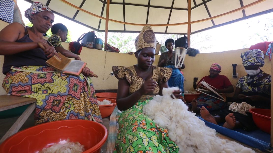 Women working at Handspun Hope, an NGO that employs more than 100 women in the wool industry in Rwanda