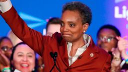 Chicago mayor elect Lori Lightfoot speaks during the election night party in Chicago, Illinois on April 2, 2019. - In a historic first, a gay African American woman was elected mayor of America's third largest city Tuesday, as Chicago voters entrusted a political novice with tackling difficult problems of economic inequality and gun violence. Lori Lightfoot, a 56-year-old former federal prosecutor and practicing lawyer who has never before held elected office, was elected the midwestern city's mayor in a lopsided victory. (Photo by Kamil Krzaczynski / AFP)        (Photo credit should read KAMIL KRZACZYNSKI/AFP/Getty Images)