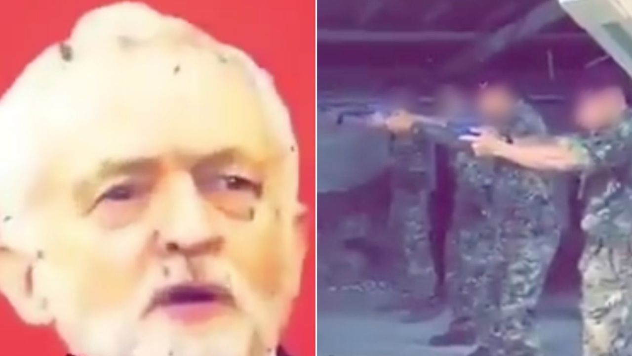 Jeremy Corbyn poster used as target practice