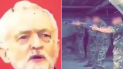 The British Army is investigating a video of soldiers apparently using a photo of UK opposition leader Jeremy Corbyn as target practice. CNN has blurred the faces of the soldiers who appear in the video.