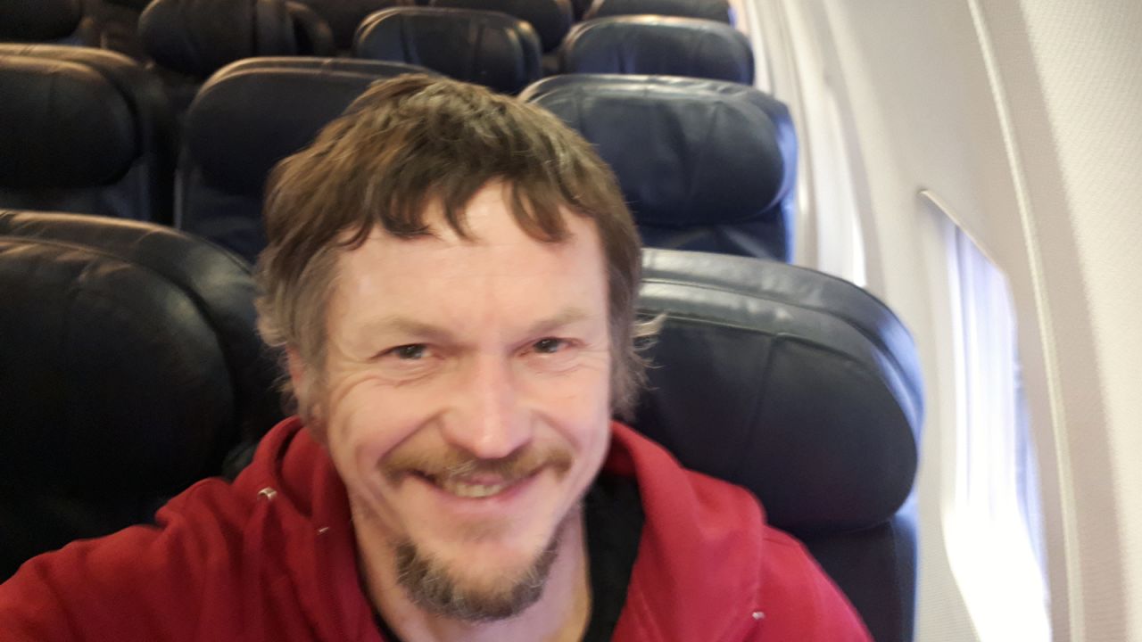 <strong>Lone passenger: </strong>Skirmantas Strimaitis had the entire plane to himself on a flight from Lithuanian capital Vilnius to Bergamo in Italy.
