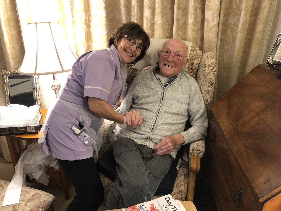 Overnight Community Care Support Officer Deborah Royston with Harry Perkins.