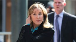 Actress Felicity Huffman arrives at federal court in Boston on Wednesday, April 3, 2019, to face charges in a nationwide college admissions bribery scandal.