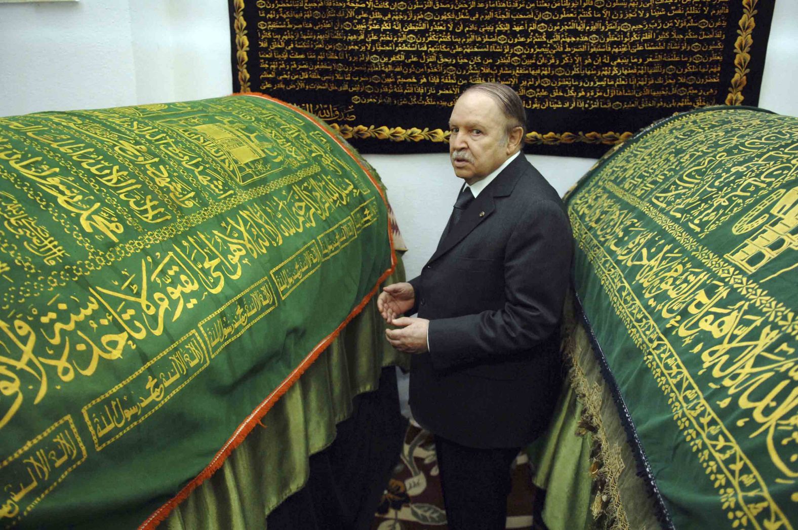 Bouteflika prays at the mausoleum of Tlemcen, Algeria, in April 2011.