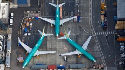 An aerial photo shows Boeing 737 MAX airplanes parked on the tarmac at the Boeing Factory in Renton, Washington, U.S. March 21, 2019.  REUTERS/Lindsey Wasson