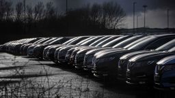 Nissan cars are pictured, parked in a lot at its' Sunderland plant in north east England on March 16, 2019. - Carmakers are facing fallout from Britain's decision to leave the European Union, a Chinese economic slowdown and from Beijing's ongoing trade row with the United States. (Photo by ANDY BUCHANAN / AFP)        (Photo credit should read ANDY BUCHANAN/AFP/Getty Images)