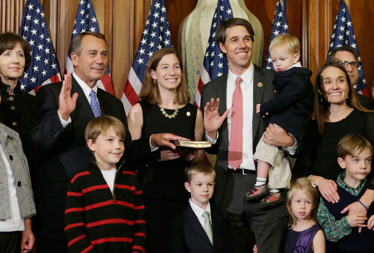 O'Rourke and members of his family pose for a photo with House Speaker John Boehner after O'Rourke was sworn into Congress in January 2013. O'Rourke started his political career in 2005, when he was elected to the El Paso City Council.