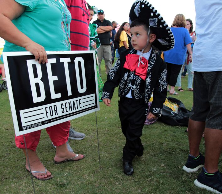 Vicente Bonilla, 4, dances at an O'Rourke rally in Fort Worth, Texas, in August 2018. O'Rourke, who speaks fluent Spanish, was meeting with supporters at an event called Musica con Beto (Music With Beto).