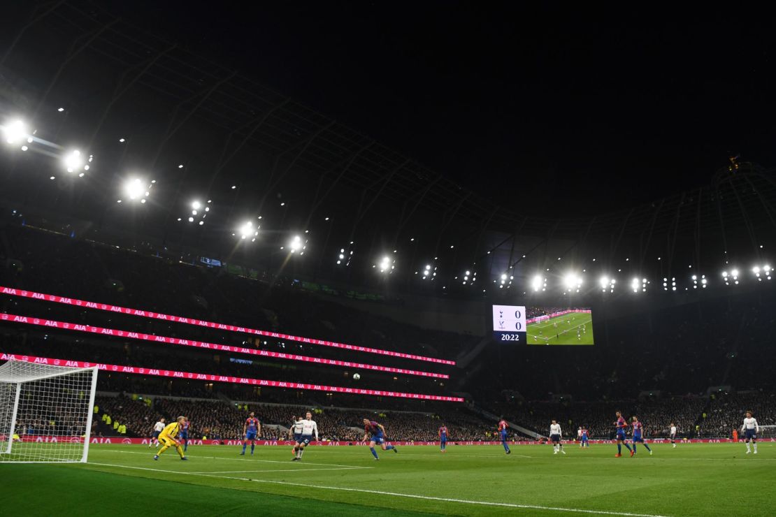 General view inside the stadium during the Premier League match between Tottenham Hotspur and Crystal Palace.