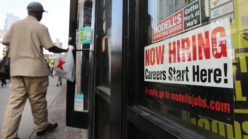 NEW YORK, NY - OCTOBER 05:  A now hiring sign is displayed in the window of a Brooklyn business on October 5, 2018 in New York, United States. Newly released data by the Labor Department on Friday shows that US employers added 134,000 jobs last month. While this was below economists expectations of 185,00, it brought the unemployment rate down to  3.7 percent, the lowest since December 1969.  (Photo by Spencer Platt/Getty Images)