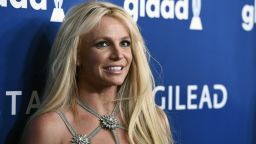 FILE - This April 12, 2018 file photo shows Britney Spears at the 29th annual GLAAD Media Awards in Beverly Hills, Calif. Spears has decided to focus on self-care as she goes through a rough stretch. She posted an image on Instagram Wednesday with the words, "Fall in love with taking care of yourself. Mind. Body. Spirit." People magazine reports that worries for her father and the need to help take care of him after a life-threatening colon rupture last year have continued to take a toll on the pop star. (Photo by Chris Pizzello/Invision/AP, File)