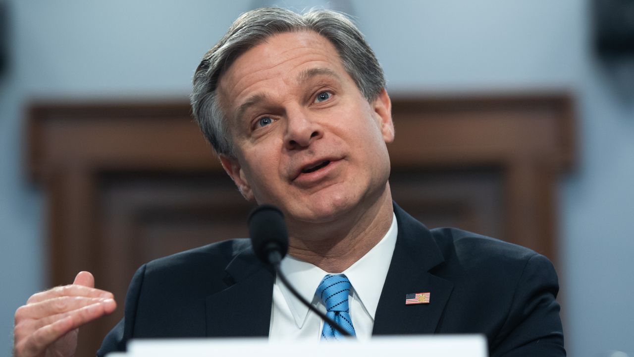 FBI Director Christopher Wray testifies during a US House Commerce, Justice, Science, and Related Agencies Subcommittee hearing on the FBI's Budget Request for Fiscal Year 2020, on Capitol Hill in Washington, DC, April 4, 2019. (Photo by SAUL LOEB / AFP)        (Photo credit should read SAUL LOEB/AFP/Getty Images)