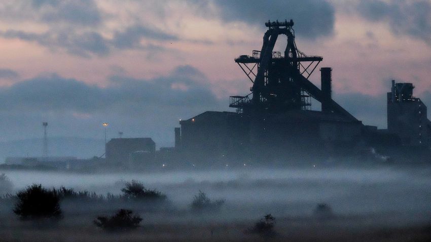 REDCAR, ENGLAND - SEPTEMBER 29: Dawn breaks over the blast furnace at the SSI UK steel plant on September 29, 2015 in Redcar, England. Following the announcement that SSI UK are mothballing the plant and ceasing steel production 1700 jobs at the Teesside site have been lost. (Photo by Ian Forsyth/Getty Images)