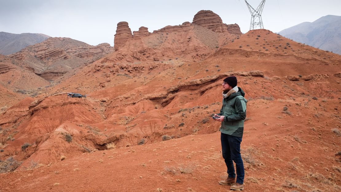 Dros pilots his drone in the highlands above Boom Gorge.