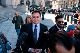 Elon Musk arrived at federal court in Manhattan ahead of the hearing. 
