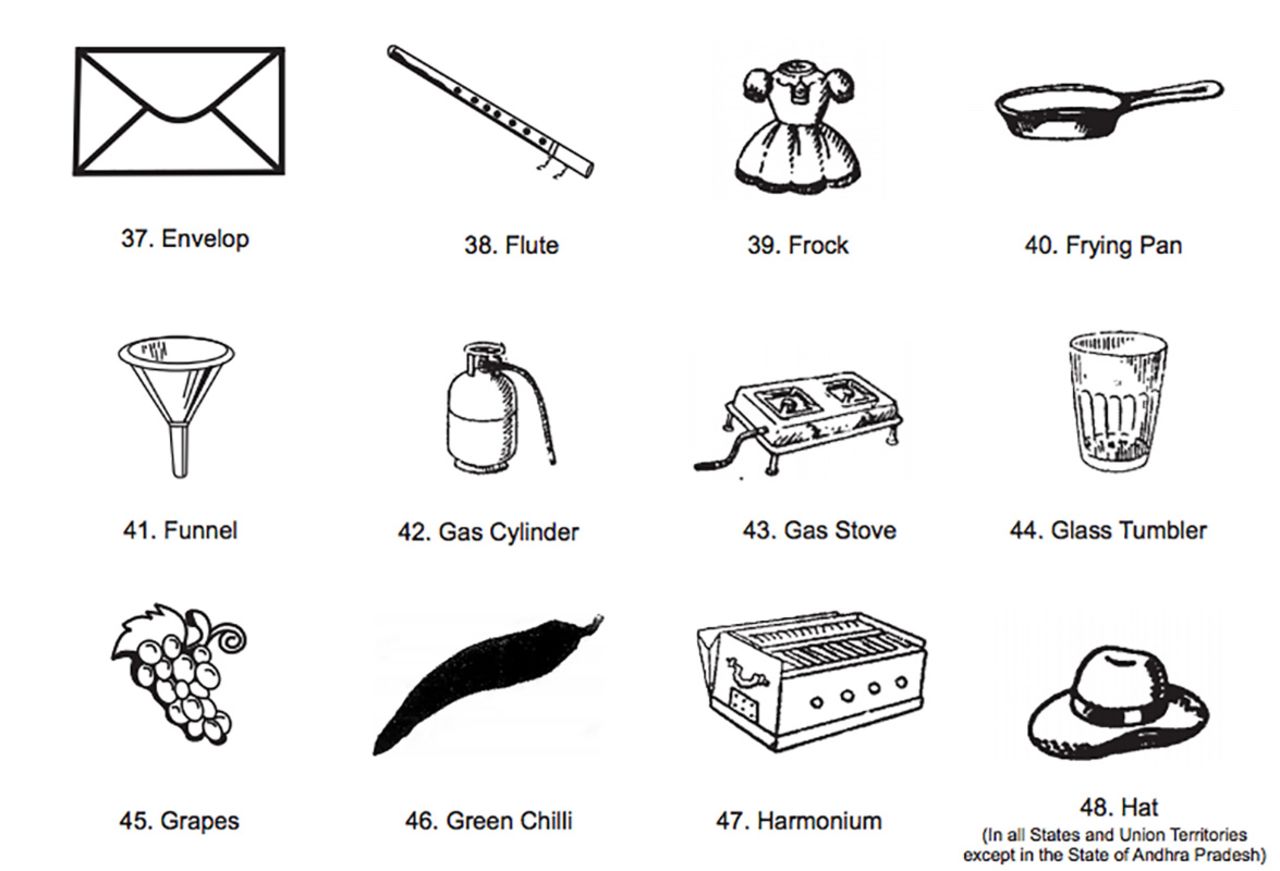 When designing the symbols, officials chose everyday objects that could be easily remembered and identified by voters.