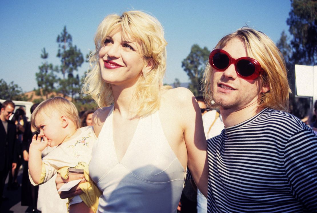 Kurt Cobain with wife Courtney Love and daughter Frances Bean Cobain 