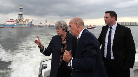 Prime Minister Theresa May (left) with Ben Houchen (right) during a visit to Teesside.