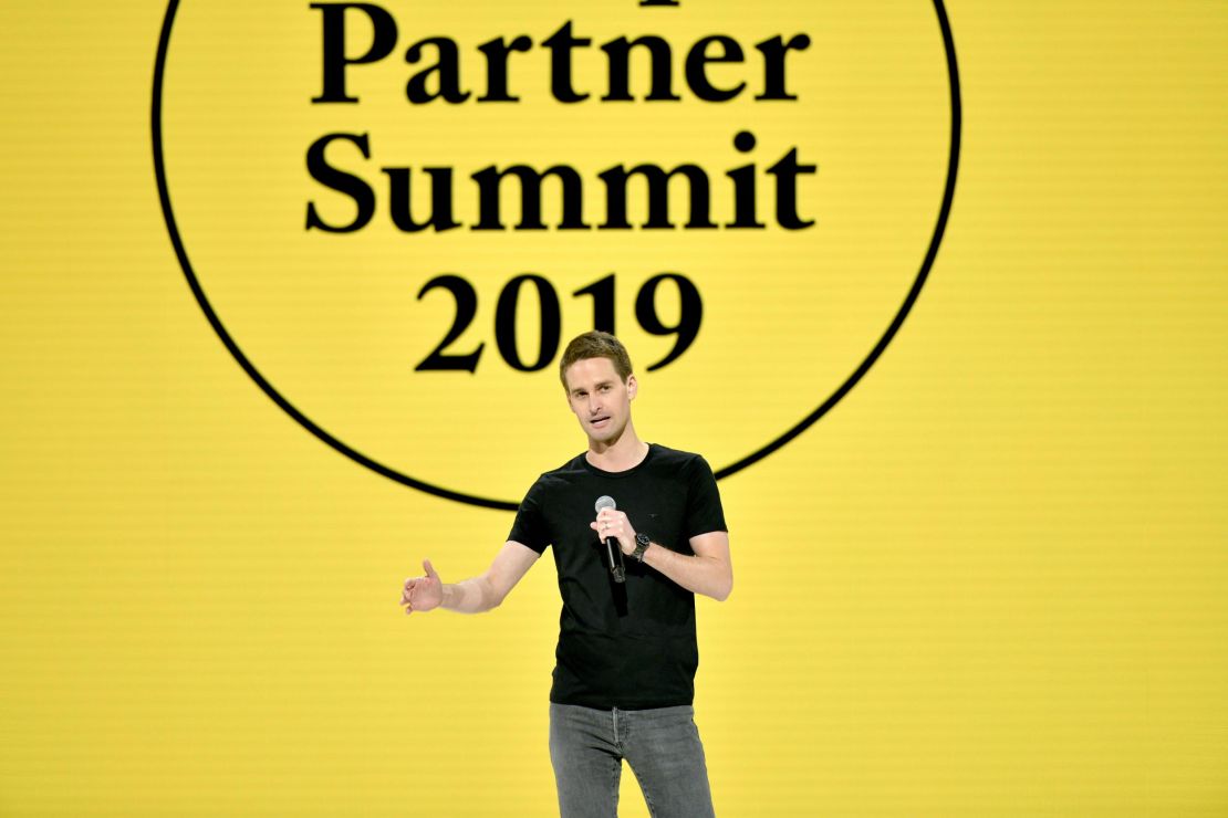 Spiegel speaks at the Snap Partner Summit in Los Angeles.