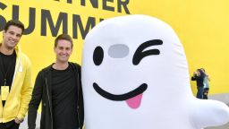 LOS ANGELES, CALIFORNIA - APRIL 04: Snap Inc. VP, Product Jacob Andreou (L) and Co-Founder and CEO Evan Spiegel at the Snap Partner Summit at The Lot Studios on April 04, 2019 in West Hollywood, California. (Photo by Neilson Barnard/Getty Images for Snap Inc.)