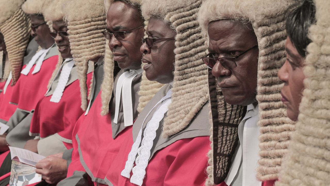 Chief judges of the Zimbabwean Supreme Court attend  the swearing-in of President Emmerson Mnangagwa. 