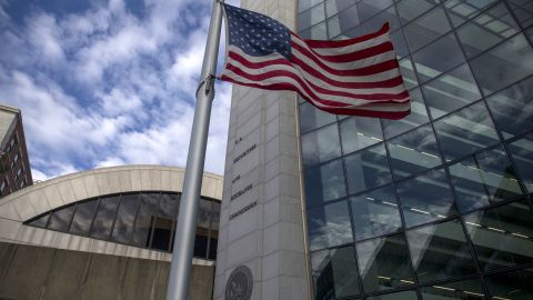An American flag flies outside the headquarters building of the U.S. Securities and Exchange Commission (SEC) in Washington, D.C., U.S., on Dec. 22, 2018. Photographer: Zach Gibson/Bloomberg via Getty Images