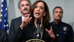 California Attorney General Kamala Harris speaks at a news conference on May 17, 2013 at the Los Angeles Civic Center in Los Angeles, California. 