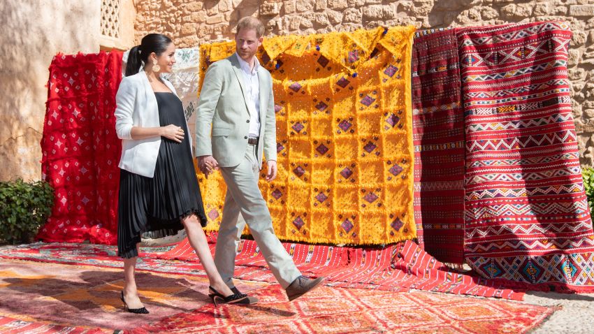 FEBRUARY 25:  Prince Harry, Duke of Sussex and Meghan, Duchess of Sussex walk through the walled public Andalusian Gardens which has exotic plants, flowers and fruit trees during a visit on February 25, 2019 in Rabat, Morocco.