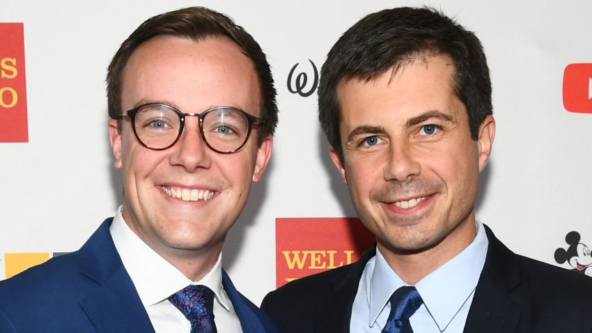 LOS ANGELES, CA - OCTOBER 20: Chasten Glezman (L), and Mayor Peter Buttigieg at the 2017 GLSEN Respect Awards at the Beverly Wilshire Hotel on October 20, 2017 in Los Angeles, California.  (Photo by Emma McIntyre/Getty Images for GLSEN)