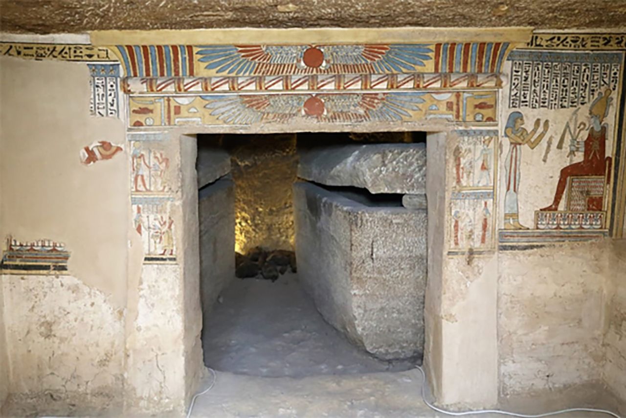 The tomb is made of two rooms covered in colored pictures and inscriptions.
