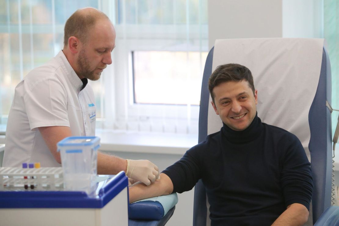 Zelensky undergoes his test at a private clinic.