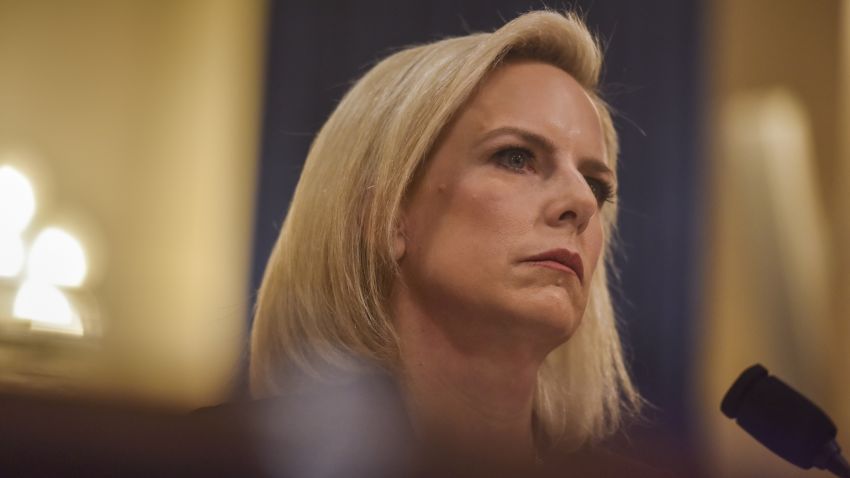 WASHINGTON, DC - MARCH 6:
Kirstjen Nielsen, Secretary of Homeland Security, testifies before the House Homeland Security Committee at the Cannon House Office Building at a hearing entitled, The Way Forward on Border Security on Wednesday, March 6, 2019, in Washington, DC.  Democrats, now in control of the House, have stepped up congressional oversight of the Trump administration, and border security remains one of the bitterest policy fights between Democrats and the Republican administration.
(Photo by Jahi Chikwendiu/The Washington Post via Getty Images)