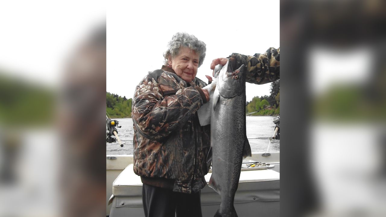 Rose Marie Bentley with a big catch.