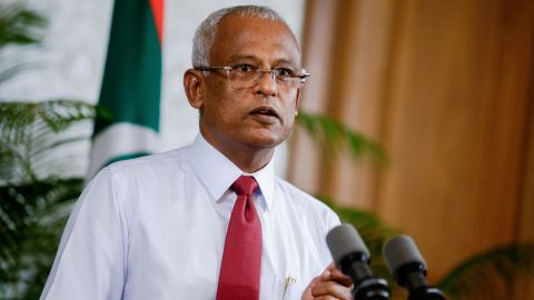 Maldives President Ibrahim Mohamed Solih addresses a news conference at the presidential office in Malé on December 19, 2018.